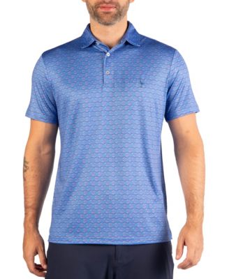 Men's Twinkling Lights Holiday Print 4-Way Stretch Polo Shirt