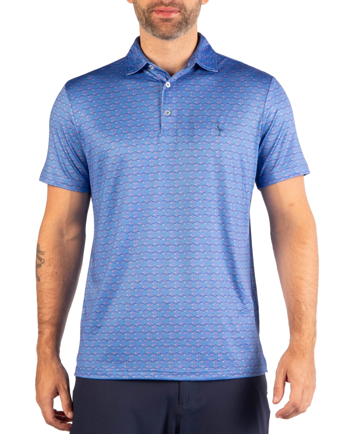 Tailorbyrd Men's Twinkling Lights Holiday Print 4-Way Stretch Polo Shirt