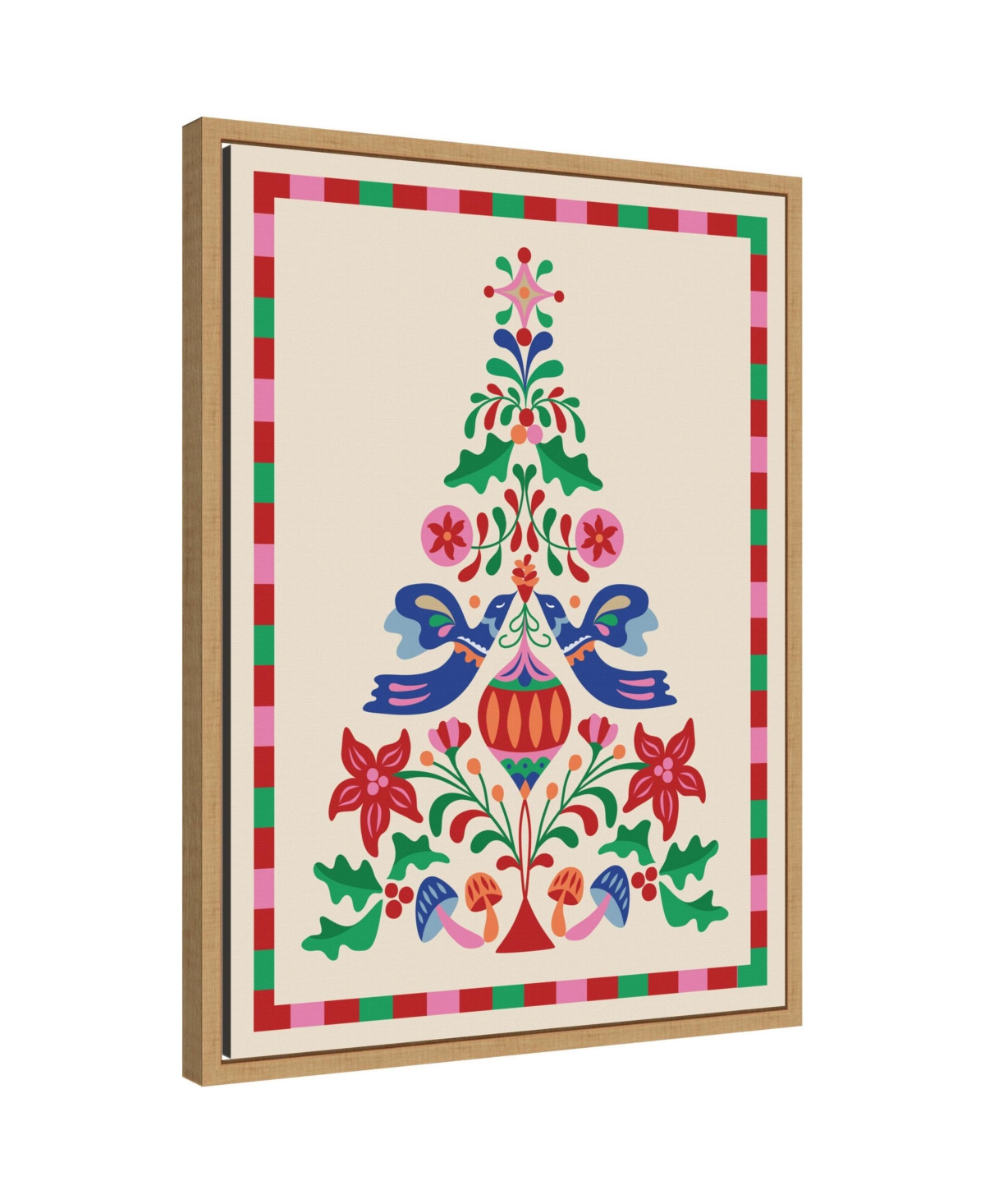 Kate and Laurel Sylvie Framed Canvas Folk Art Christmas Tree by Rachel Lee