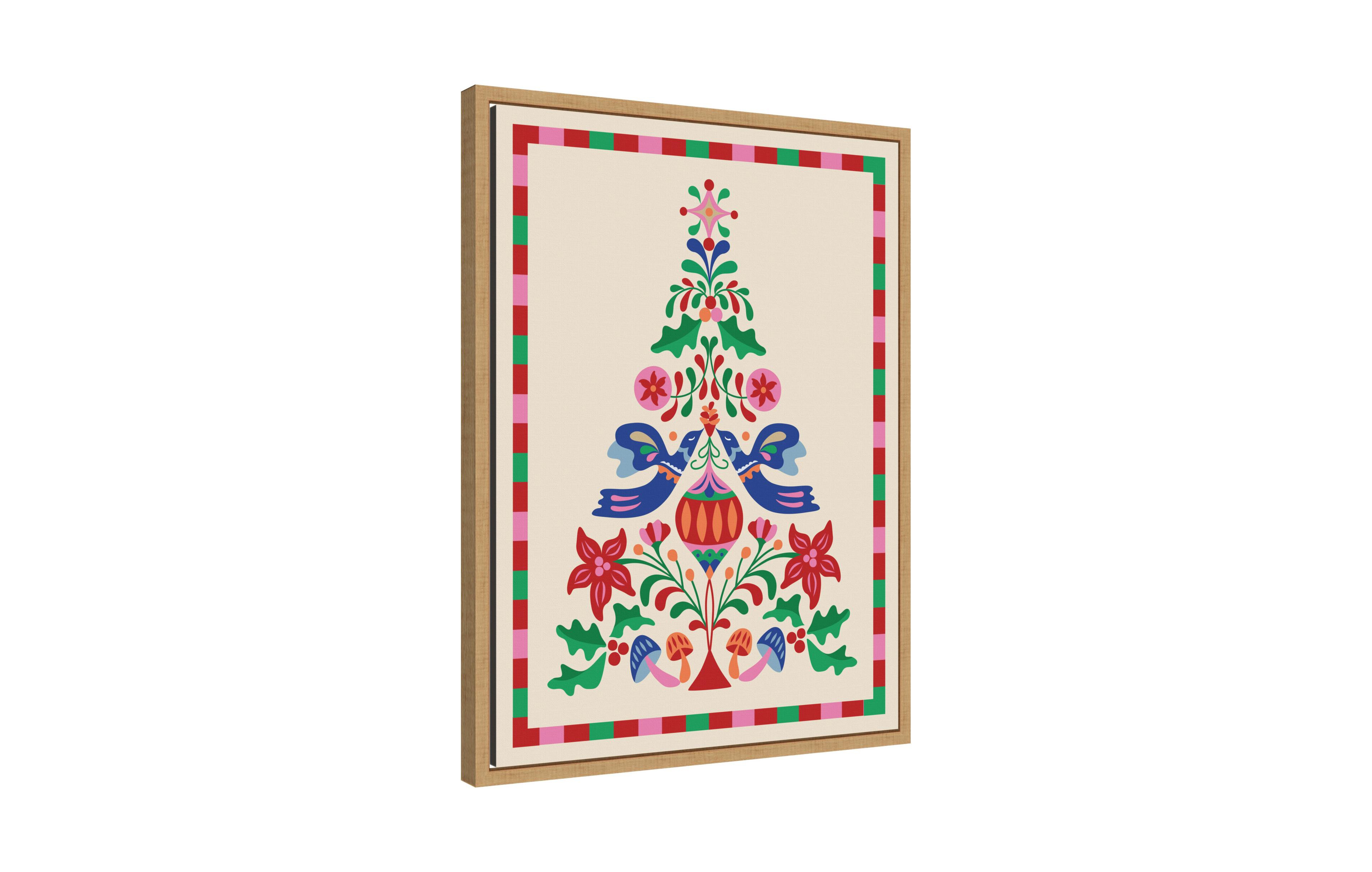 Kate and Laurel Sylvie Framed Canvas Folk Art Christmas Tree by Rachel Lee