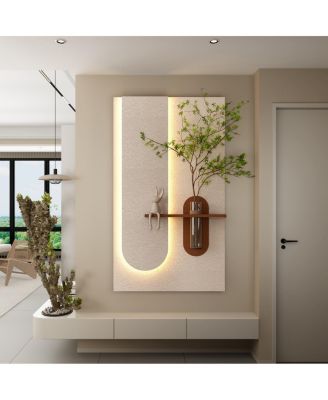 24" x 41" Modern 3D LED Wall Decor with Glass Vase and Artificial Plants