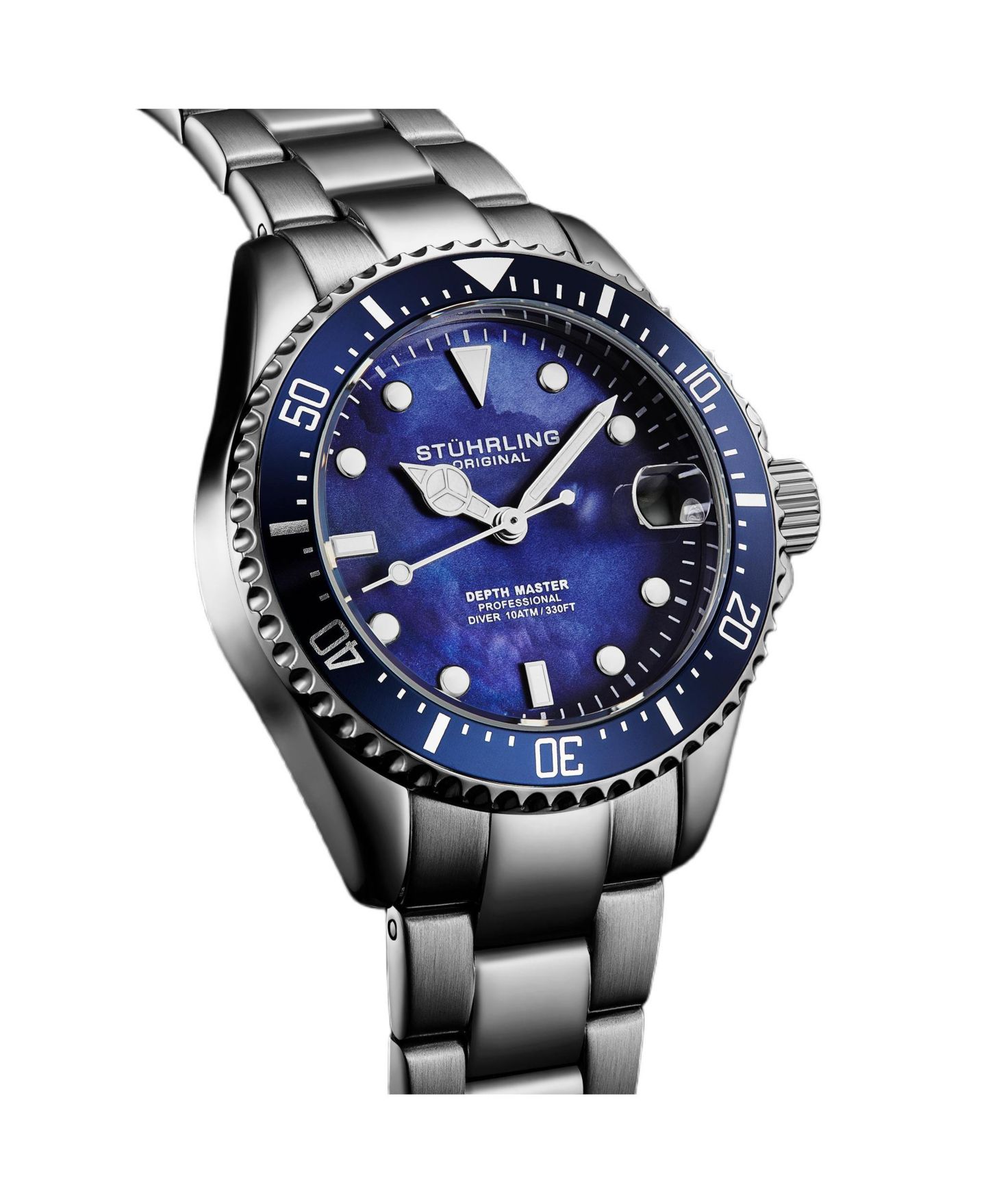 Женские часы Stuhrling Depthmaster 3950L Quartz Diver, цвет: Светлый синий / Серебряный — фото 4