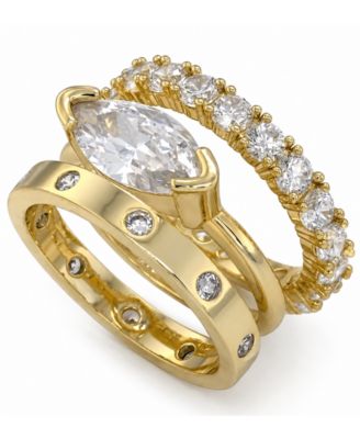 Cubic Zirconia Gold-Tone Trio Stack Ring, 3-Piece Set