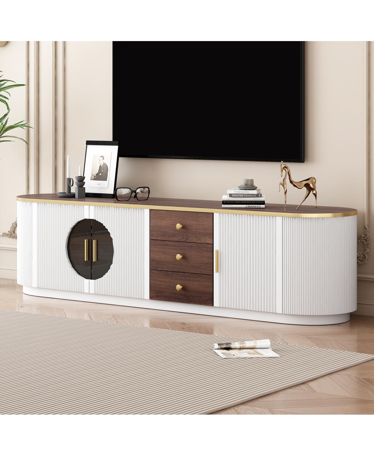 Streamdale Furniture 70.8" Modern Minimalist Tv Stand with 3 Drawers and Cabinets for up to 80" TVs - White