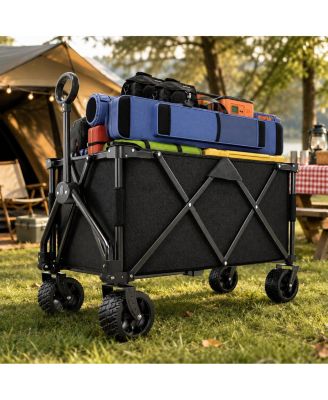 Collapsible Folding Wagon Cart with All Terrain Wheels 420 lb Capacity Utility Wagon