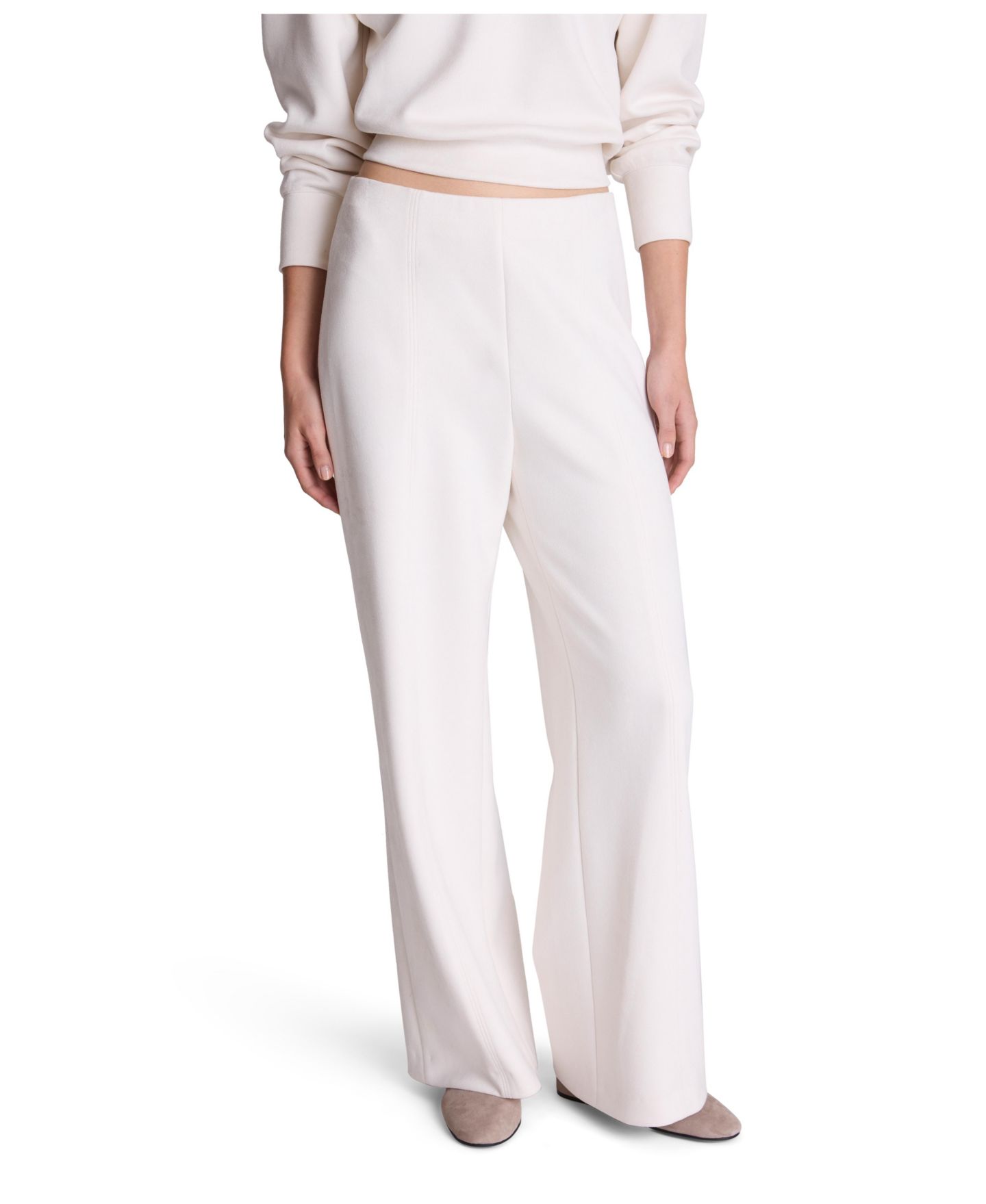 Женские брюки Kenneth Cole Hollywood Waist High-Waist Wide-Leg Faux Suede, цвет: Устричный — фото 1
