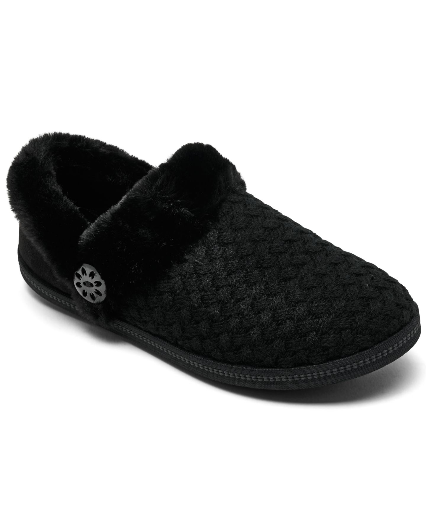 Женские замшевые тапочки-сабо Skechers Cozy Campfire-Frosty с пеной с эффектом памяти, цвет: Чёрный — фото 1
