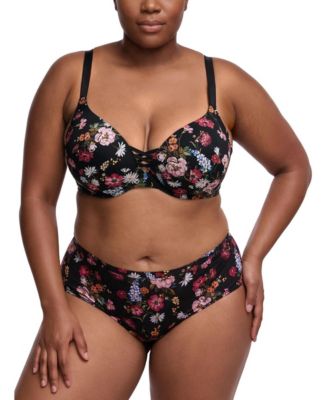 Plus Size XO Plunge Push-Up Smooth Bra with Crisscross Design