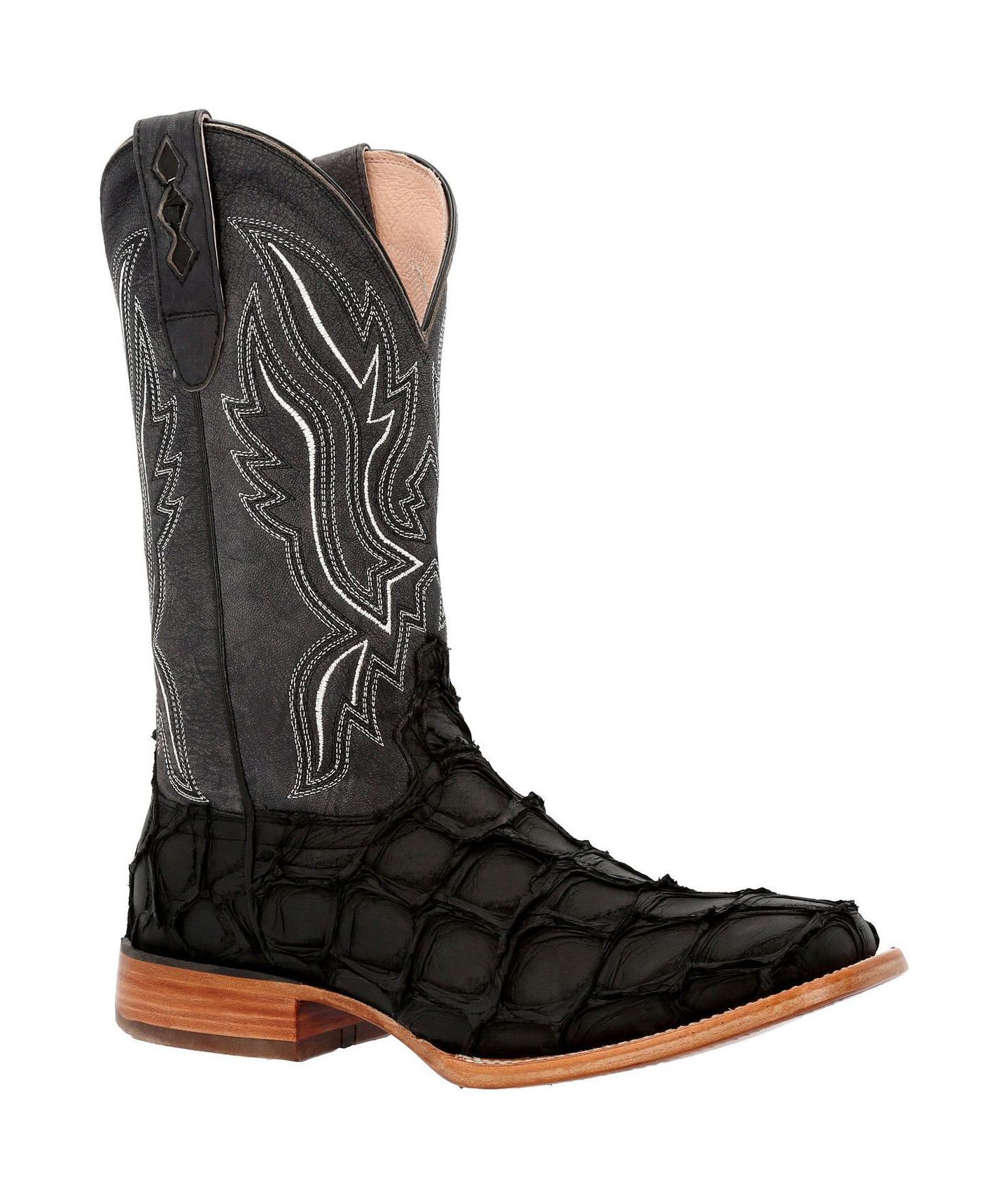 Мужские ботинки Durango Premium Exotics Pirarucu Western Boot, цвет: Матовый чёрный — фото 4