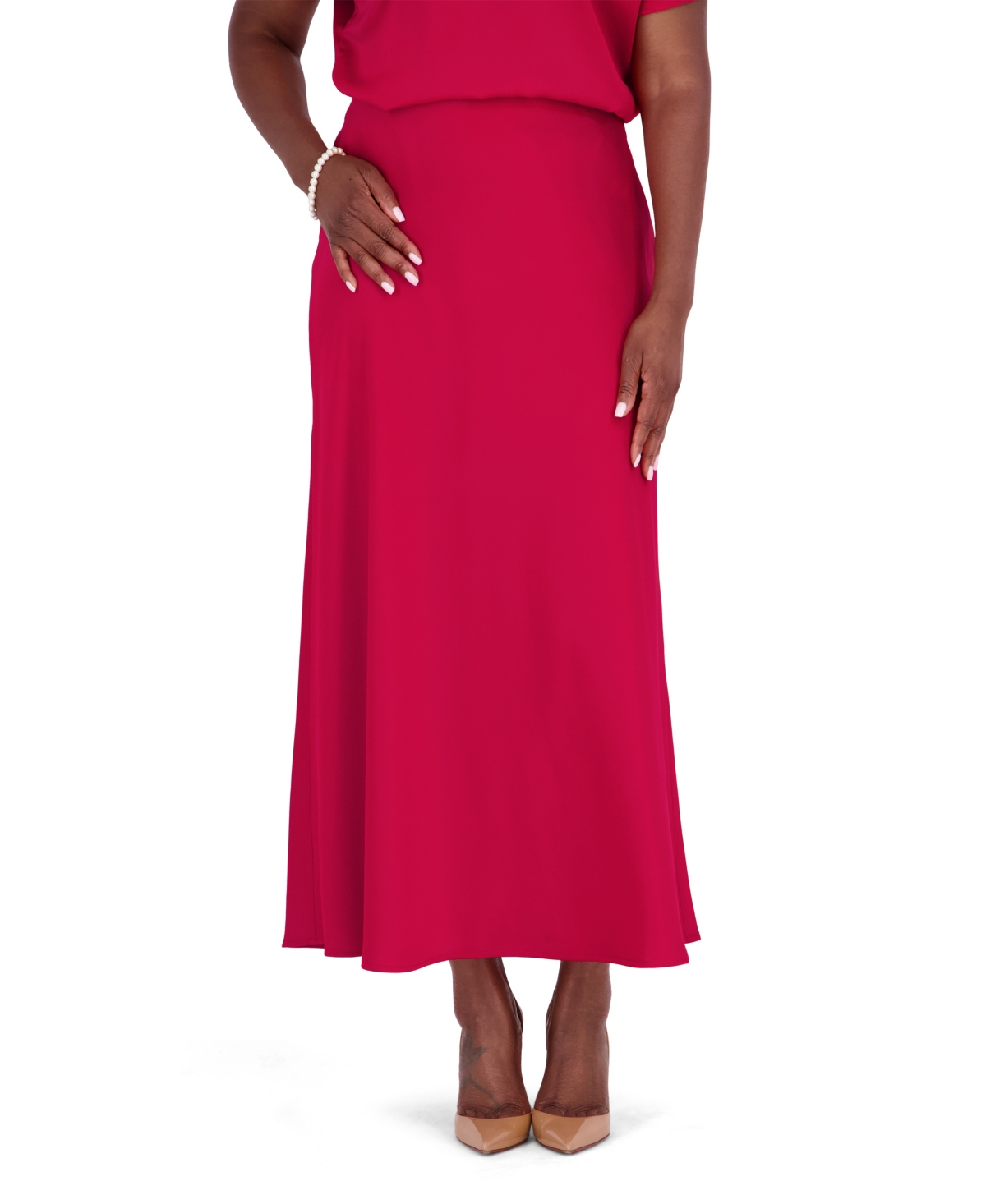 Kasper Women's Pull-On Flared Midi Skirt, Regular and Plus Size - Crimson