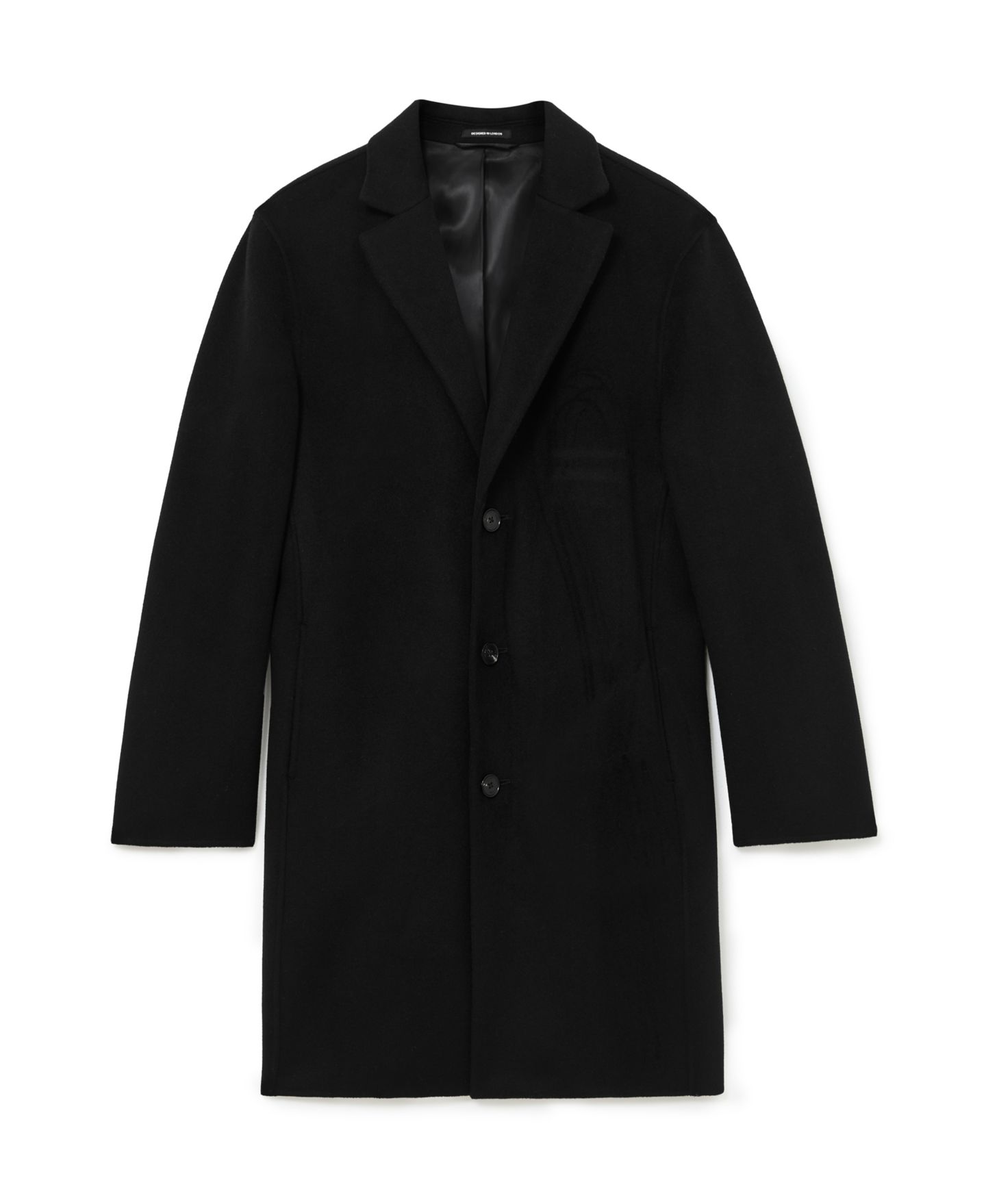 Мужское пальто REISS Epsom Wool-Blend Notch-Lapel Overcoat, цвет: Чёрный — фото 5