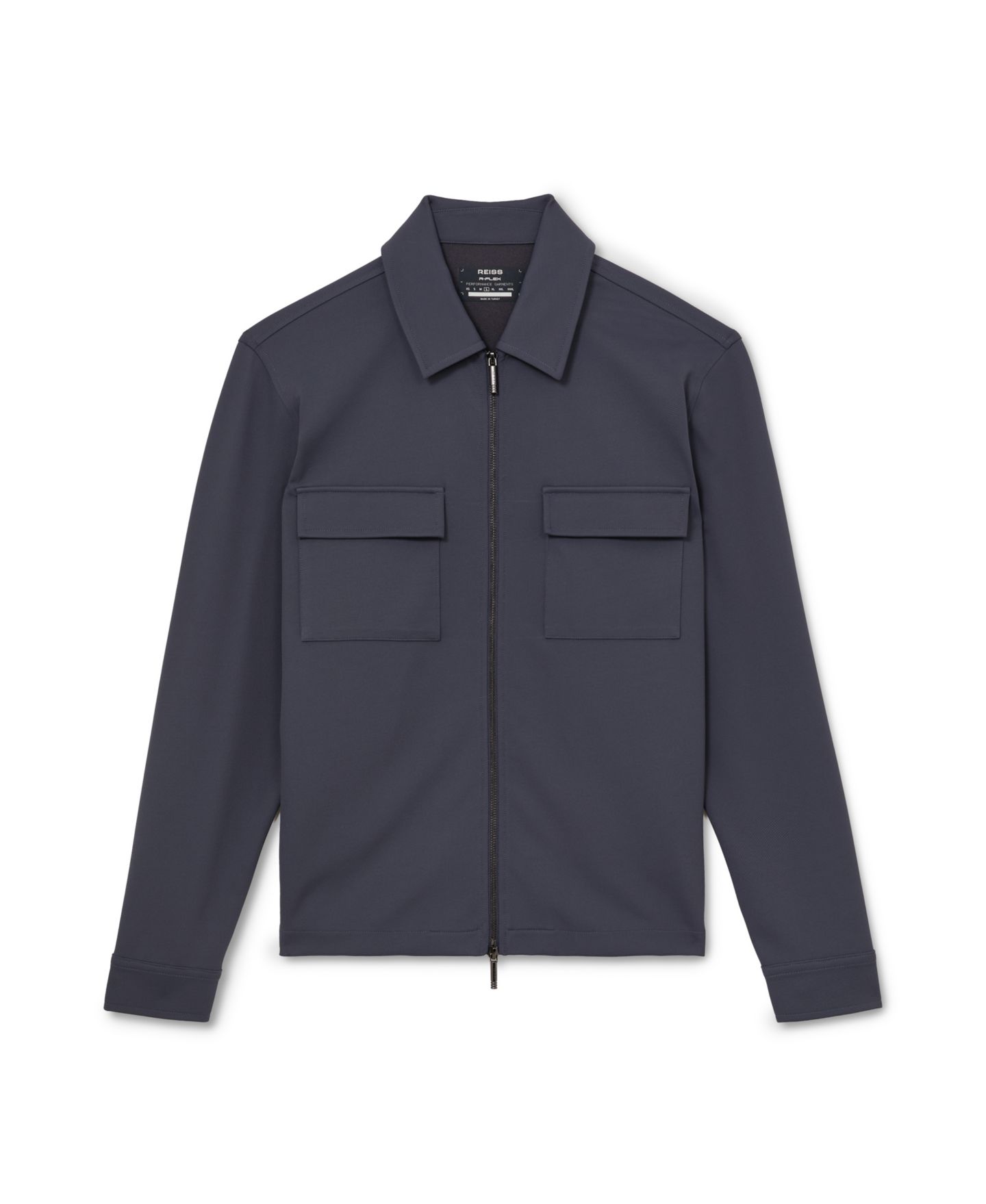Мужская рубашка REISS Glover Zip-Through Stretch, цвет: Синий — фото 5