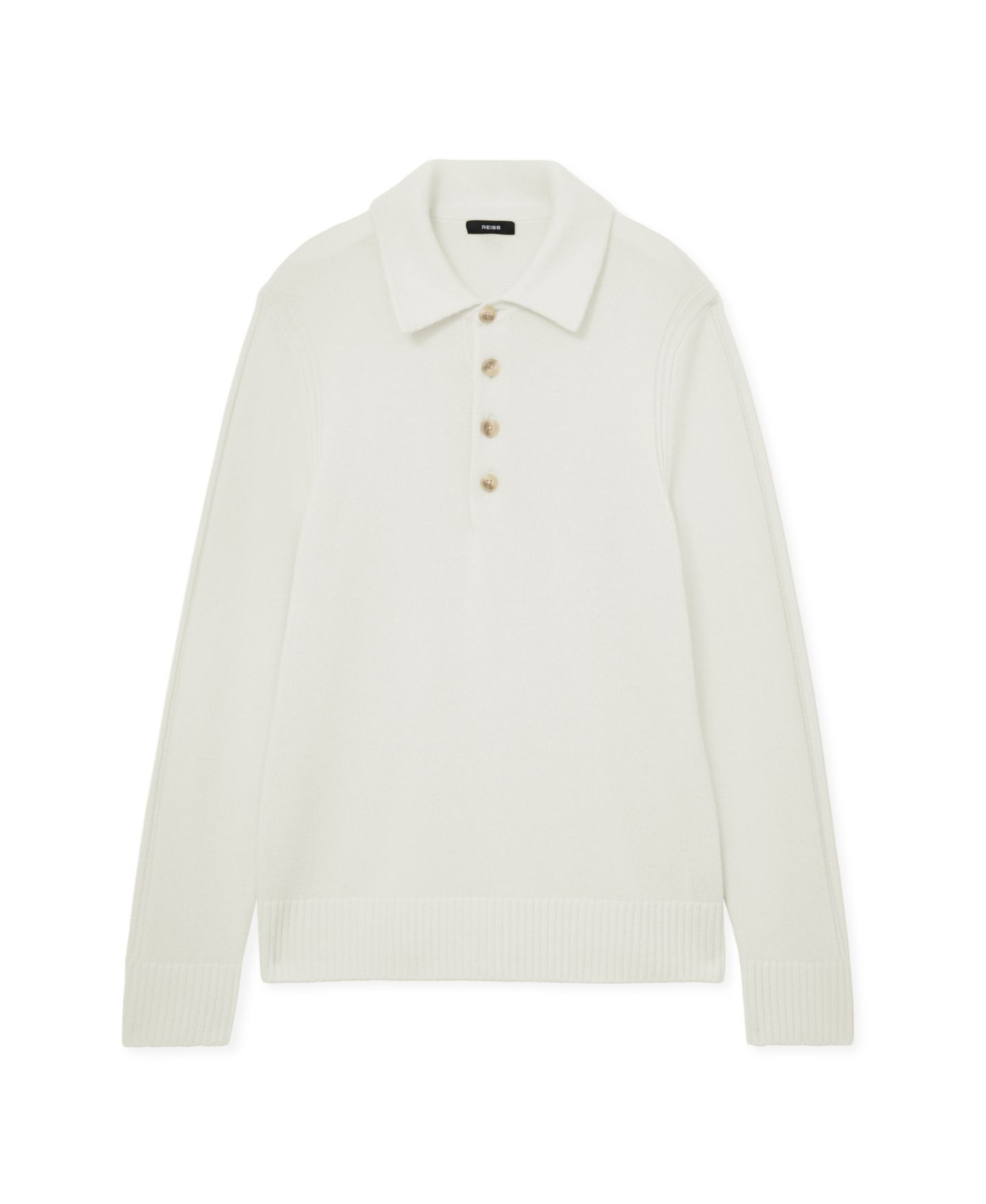 Мужской свитер REISS Deansgate Long-Sleeve Half-Button, цвет: Белый — фото 5