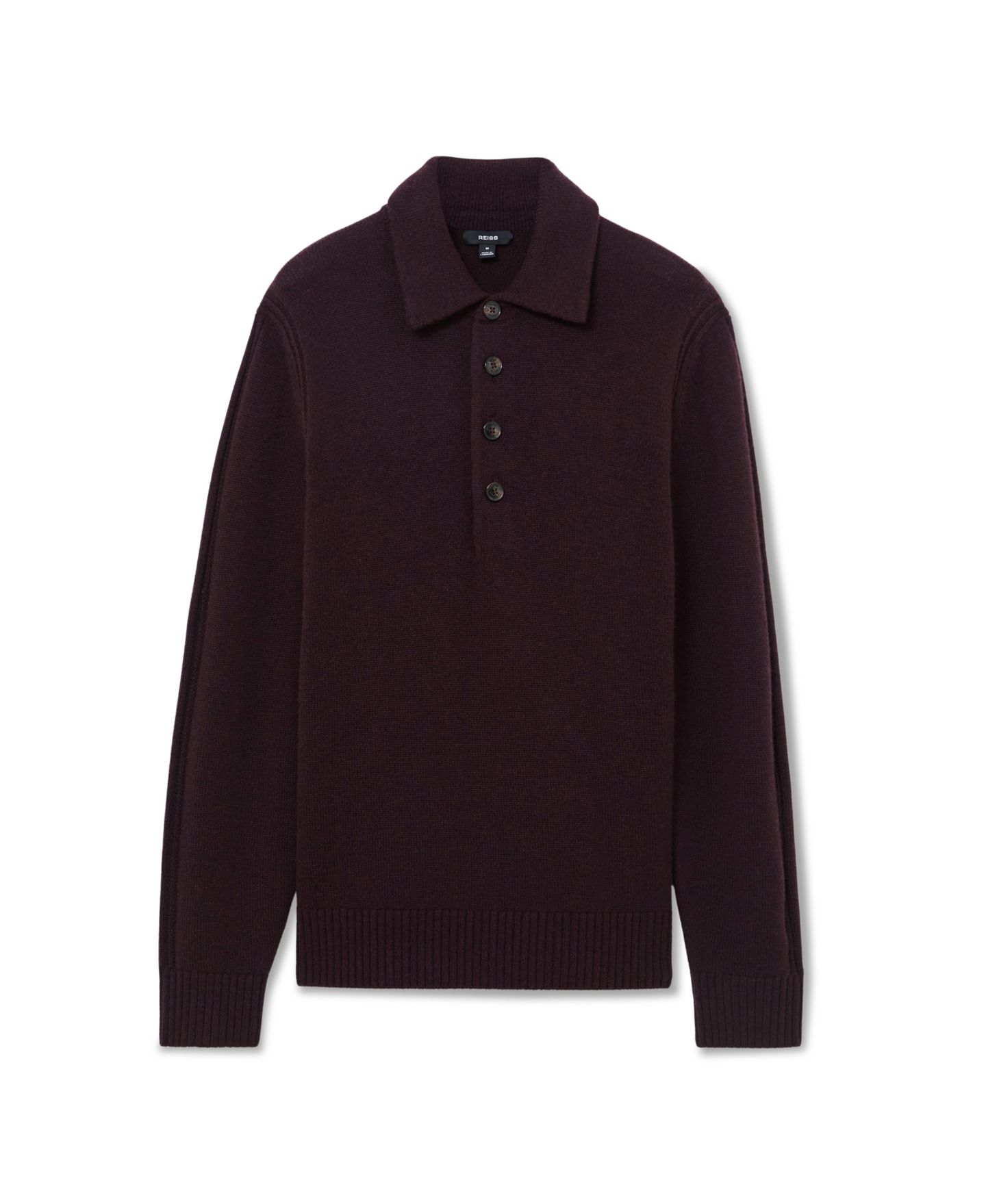 Мужской свитер REISS County Long-Sleeve Half-Button, цвет: Бордо — фото 5