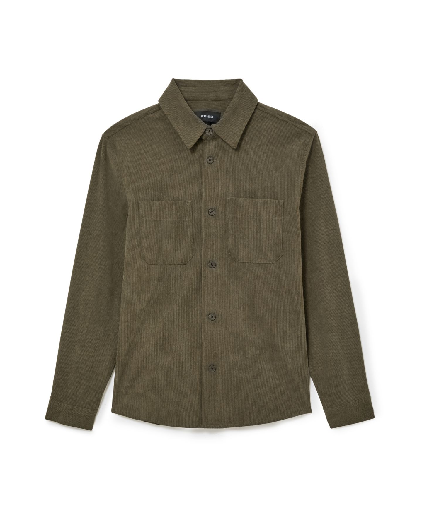 Мужская рубашка REISS Twin Pocket Corduroy Long Sleeve, цвет: Зелёный — фото 5