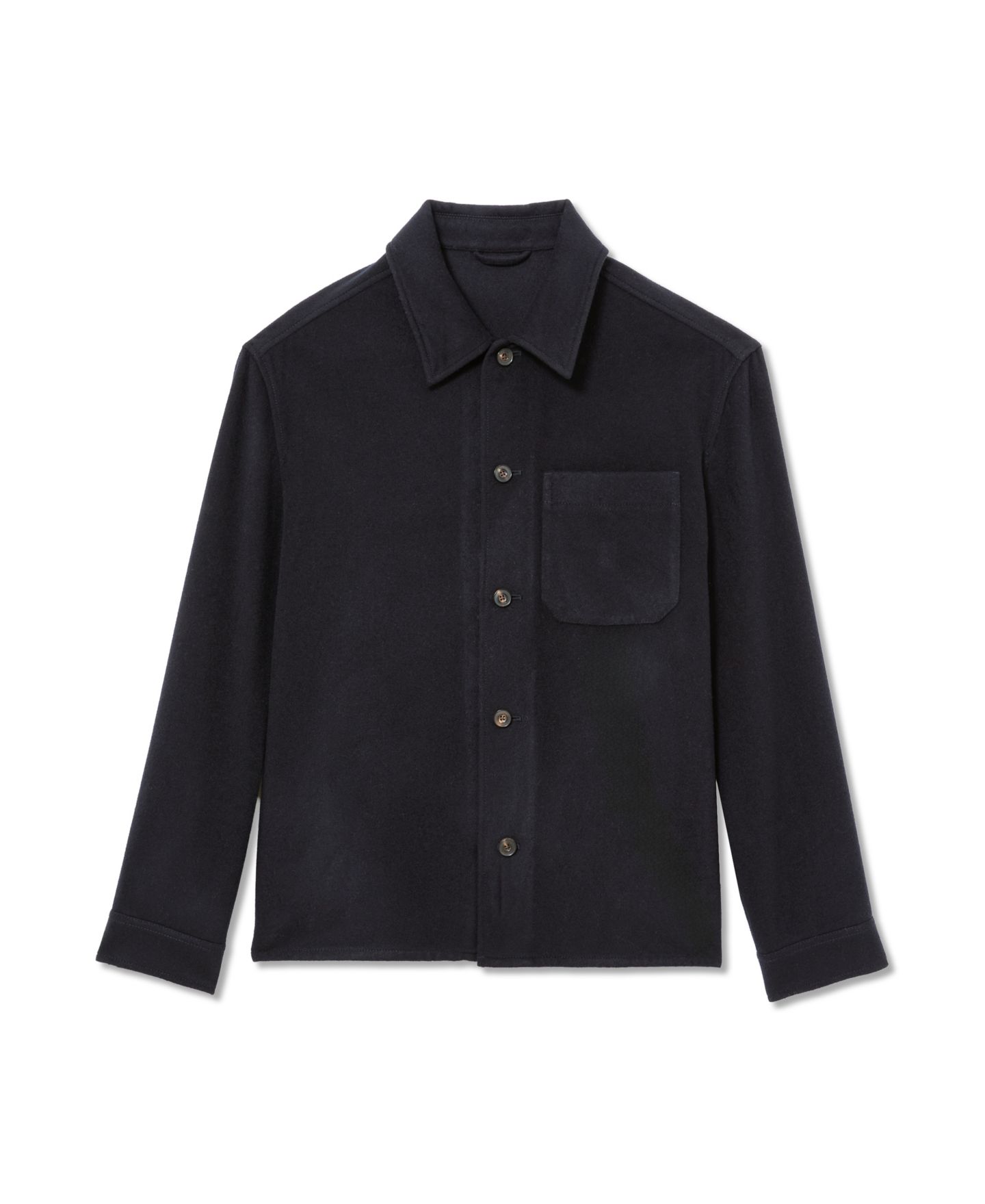 Мужская рубашка REISS Collin Wool-Blend Long-Sleeve Overshirt, цвет: Тёмно-синий — фото 5