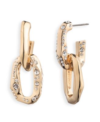 Gold-Tone Pav&eacute; Link Drop Earrings