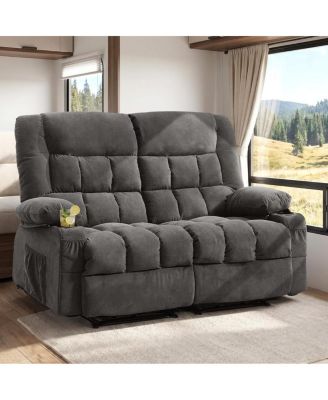  Manual Recliner Loveseat with Cup Holders and Side Pocket