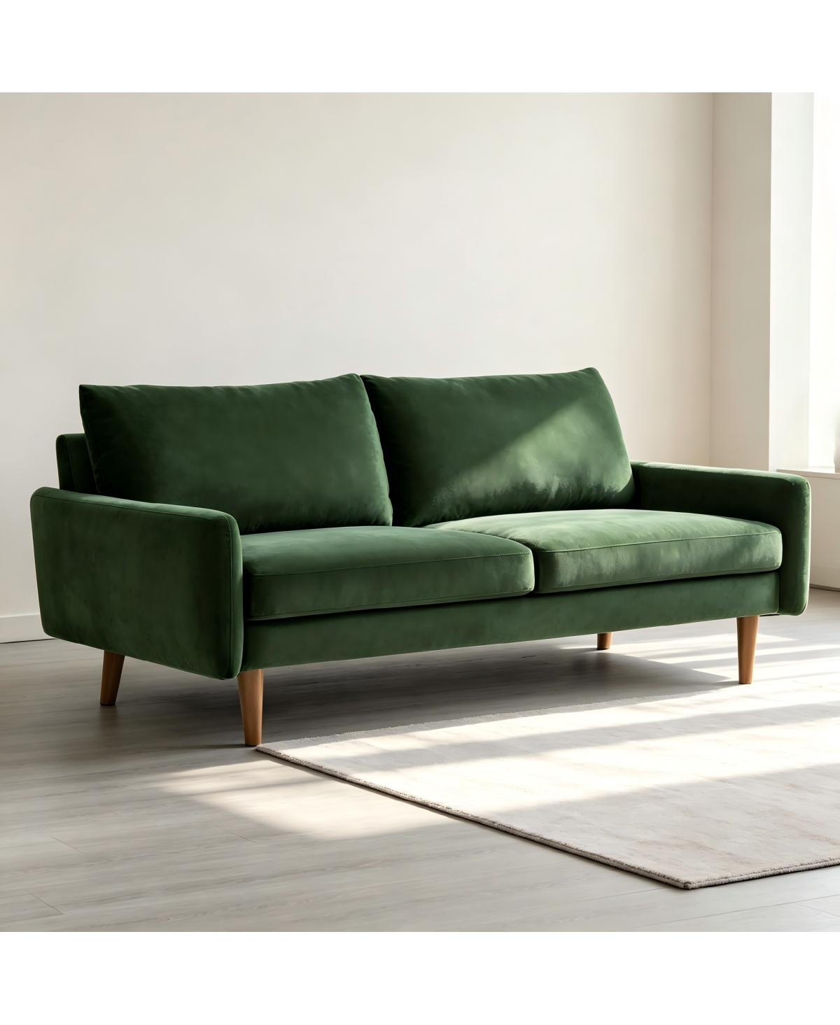 Streamdale Furniture Kent Modern Velvet Sofa with Tapered Wooden Legs - Green