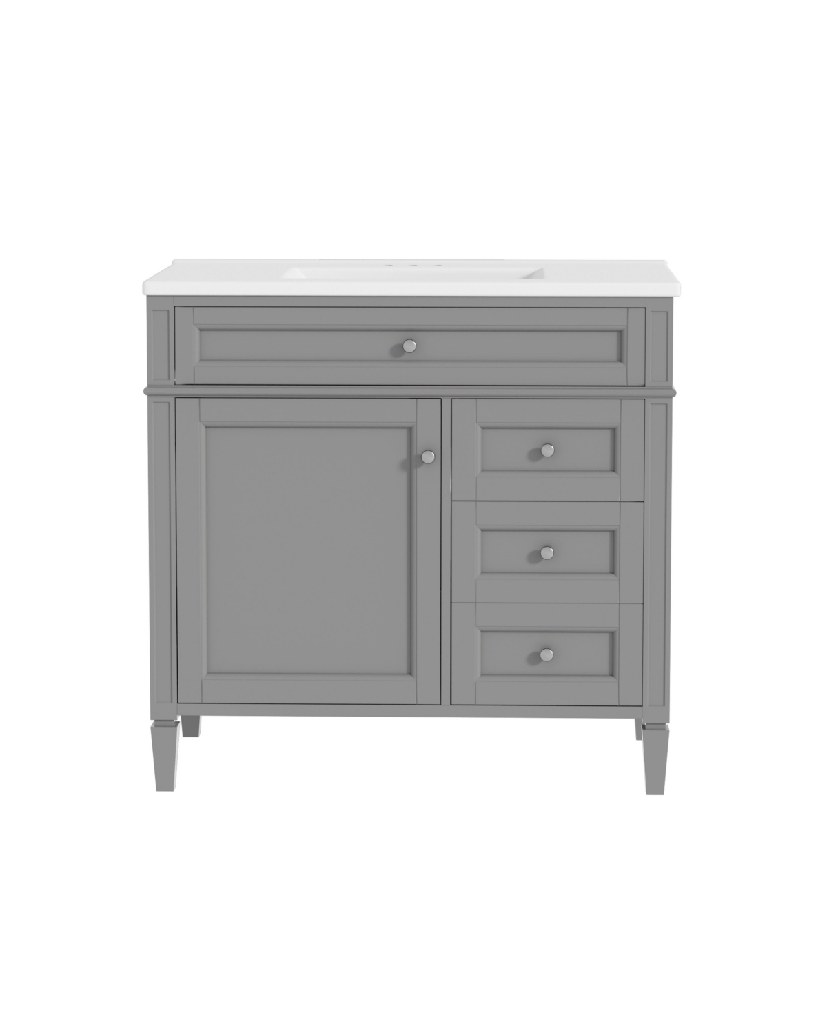Sillysis 36 Inch Freestanding Bathroom Vanity, Mdf Cabinet with Solid Wood Frame, Ceramic Integrated Sink - Grey