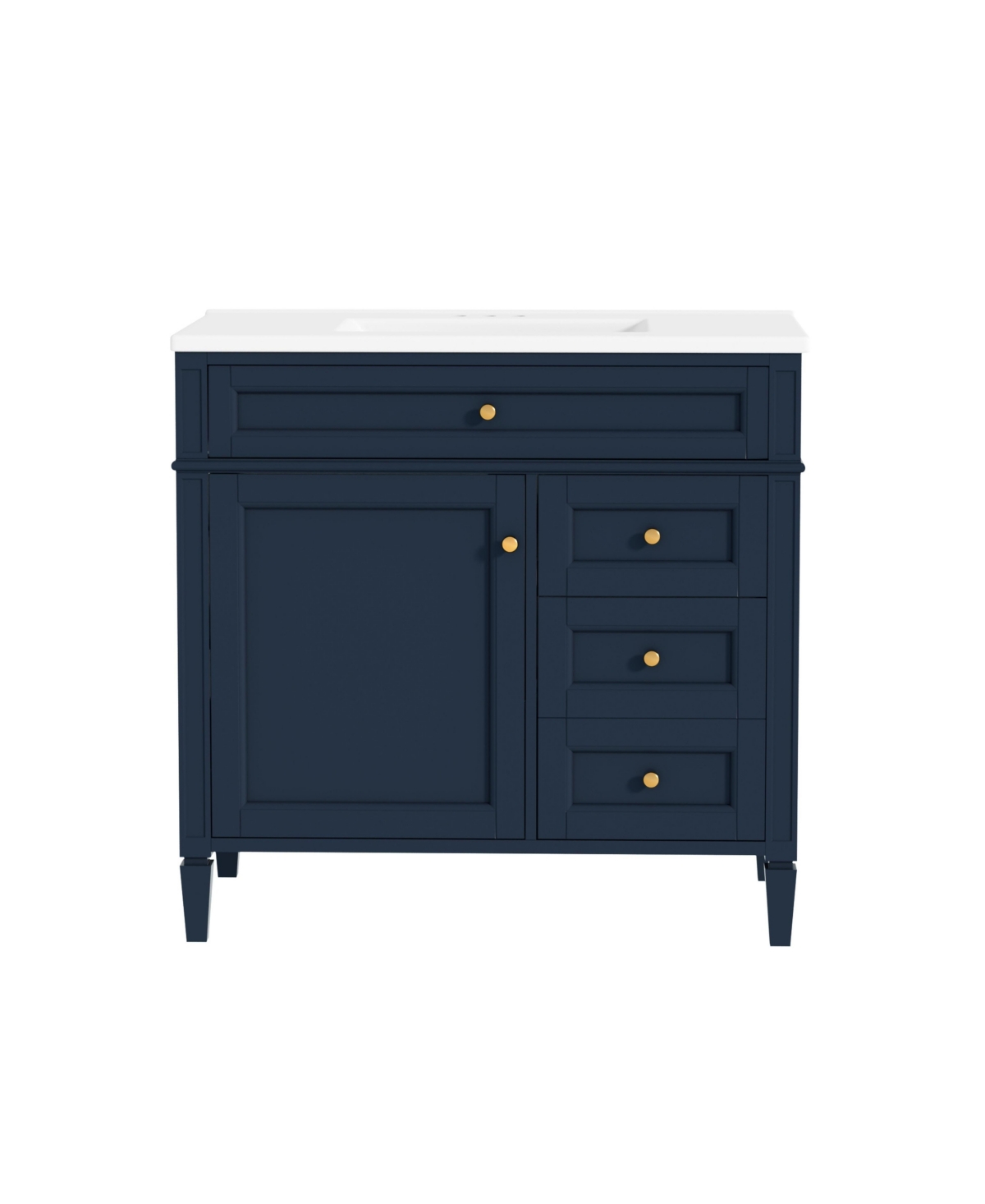 Sillysis 36 Inch Freestanding Bathroom Vanity, Mdf Cabinet with Solid Wood Frame, Ceramic Integrated Sink - Blue