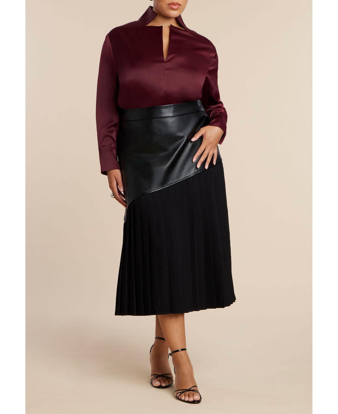 Женская блузка ELOQUII Deconstructed Neckline, цвет: Tawny Port — фото 4