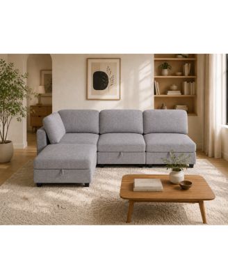 Modular Armless Sofa Seat with Storage (4-Pieces)