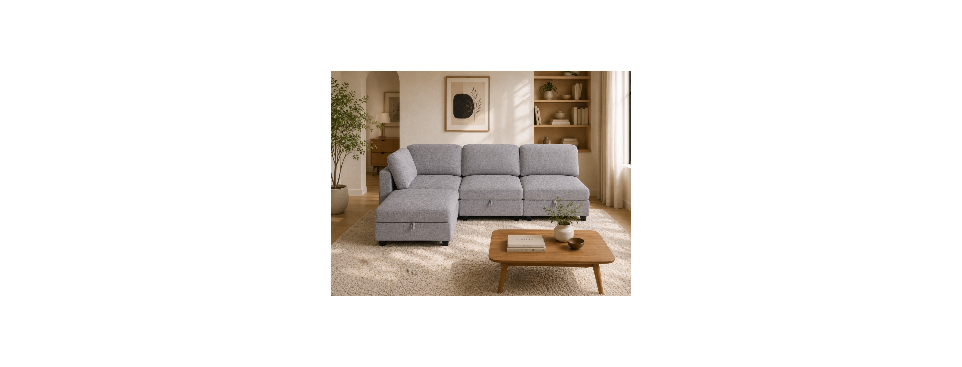 Streamdale Furniture Modular Armless Sofa Seat with Storage (4-Pieces)
