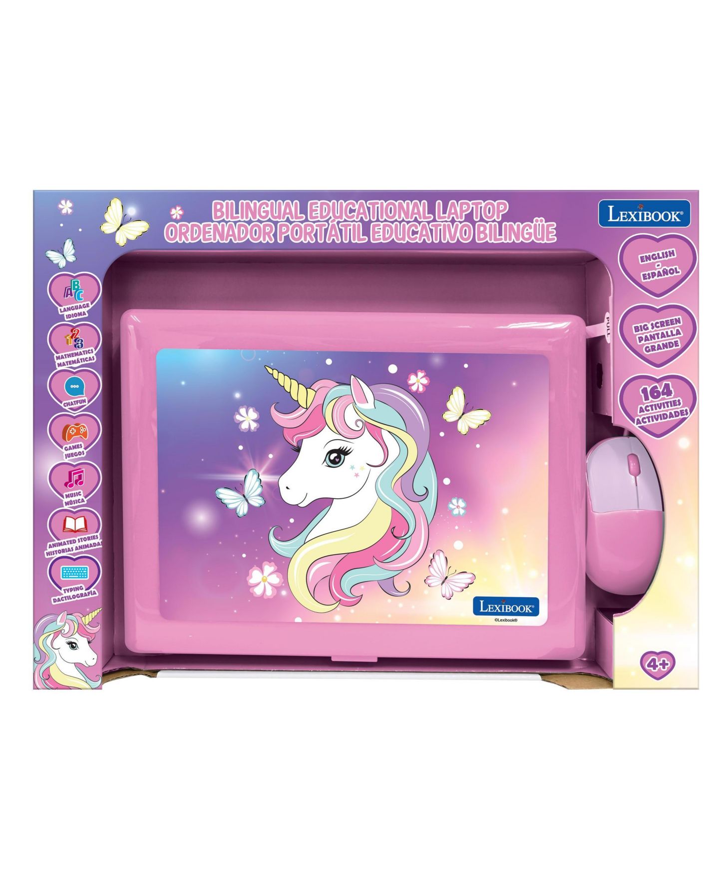 Детская игрушка Lexibook Unicorn Bilingual English and Spanish 164 Activities Educational Laptop, от 4 лет, цвет: Фиолетовый — фото 5