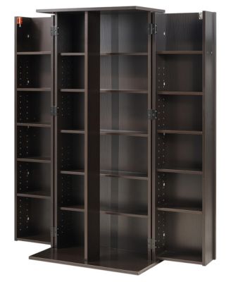 Six Tier Media Storage Cabinet for Discs Books and Games 50 Inches Tall