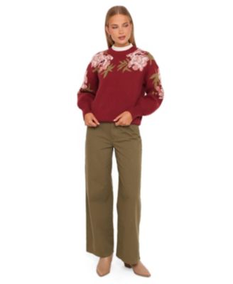 Women's Ford Crew Neck Floral Pullover Sweater