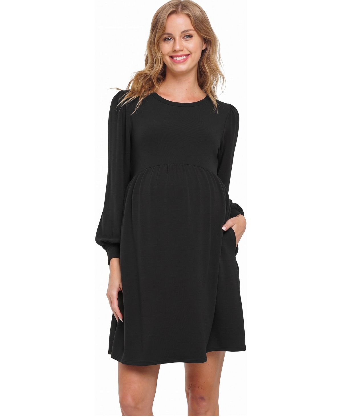 Hello Miz Women's Ribbed V-Neck Long-Sleeve Sweater Dress