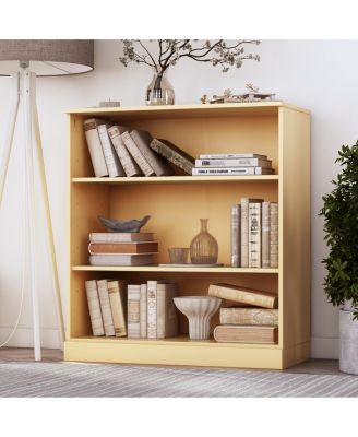 35.75 Inch 3-Shelf Solid Brazilian Pine Adjustable Modular Freestanding Bookcase