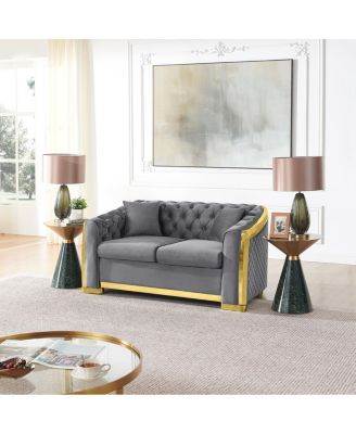 Luxury Velvet Tufted 62" Loveseat Sofa