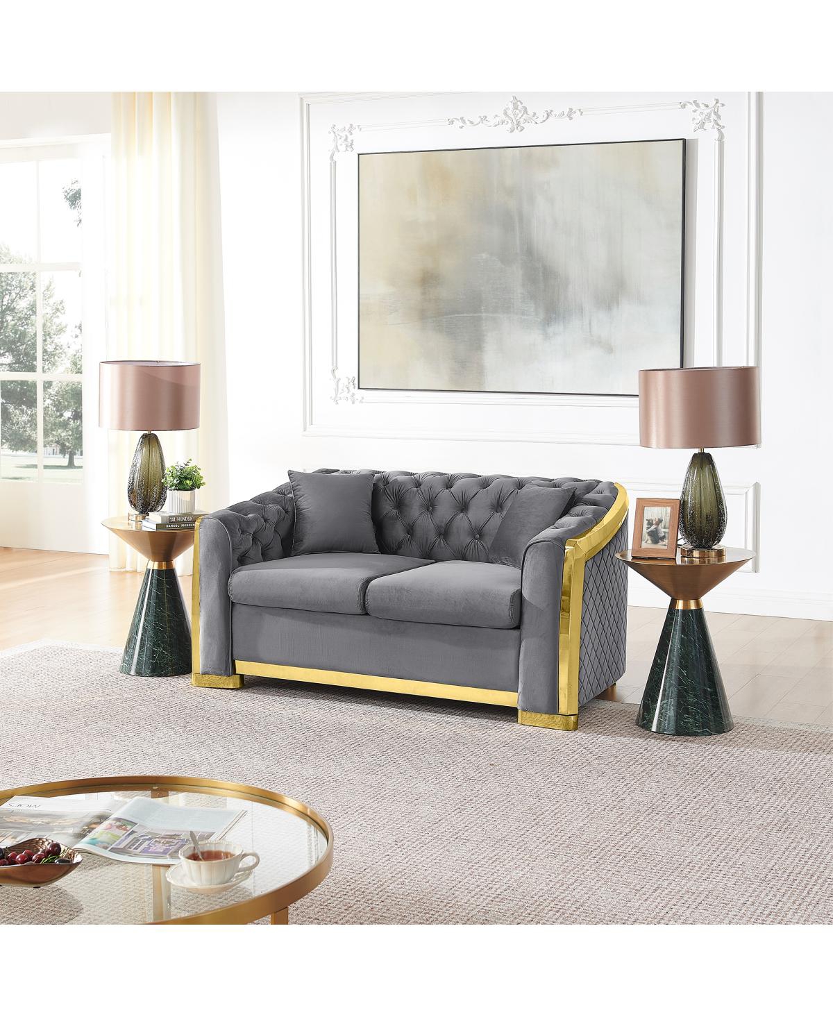 Streamdale Furniture Luxury Velvet Tufted 62" Loveseat Sofa