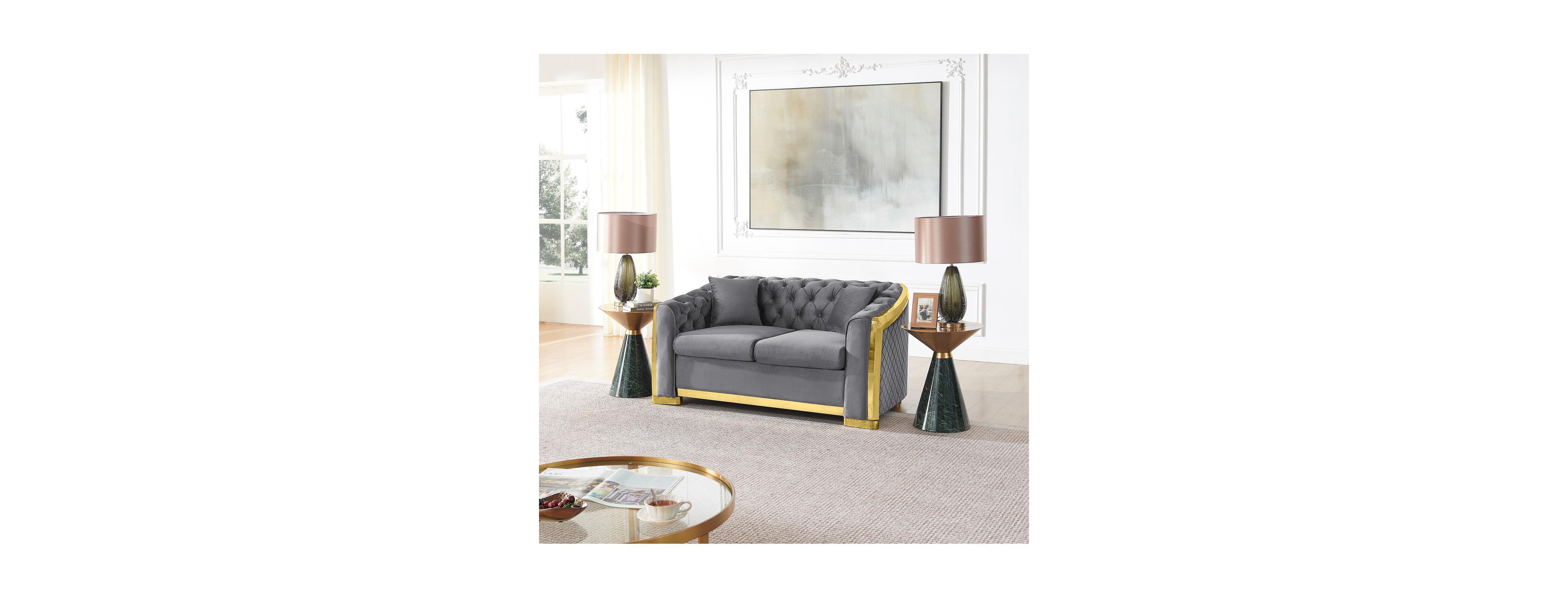 Streamdale Furniture Luxury Velvet Tufted 62" Loveseat Sofa