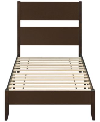Twin Bed Frame with Tall Headboard and 12 Screw-Fixed Slats