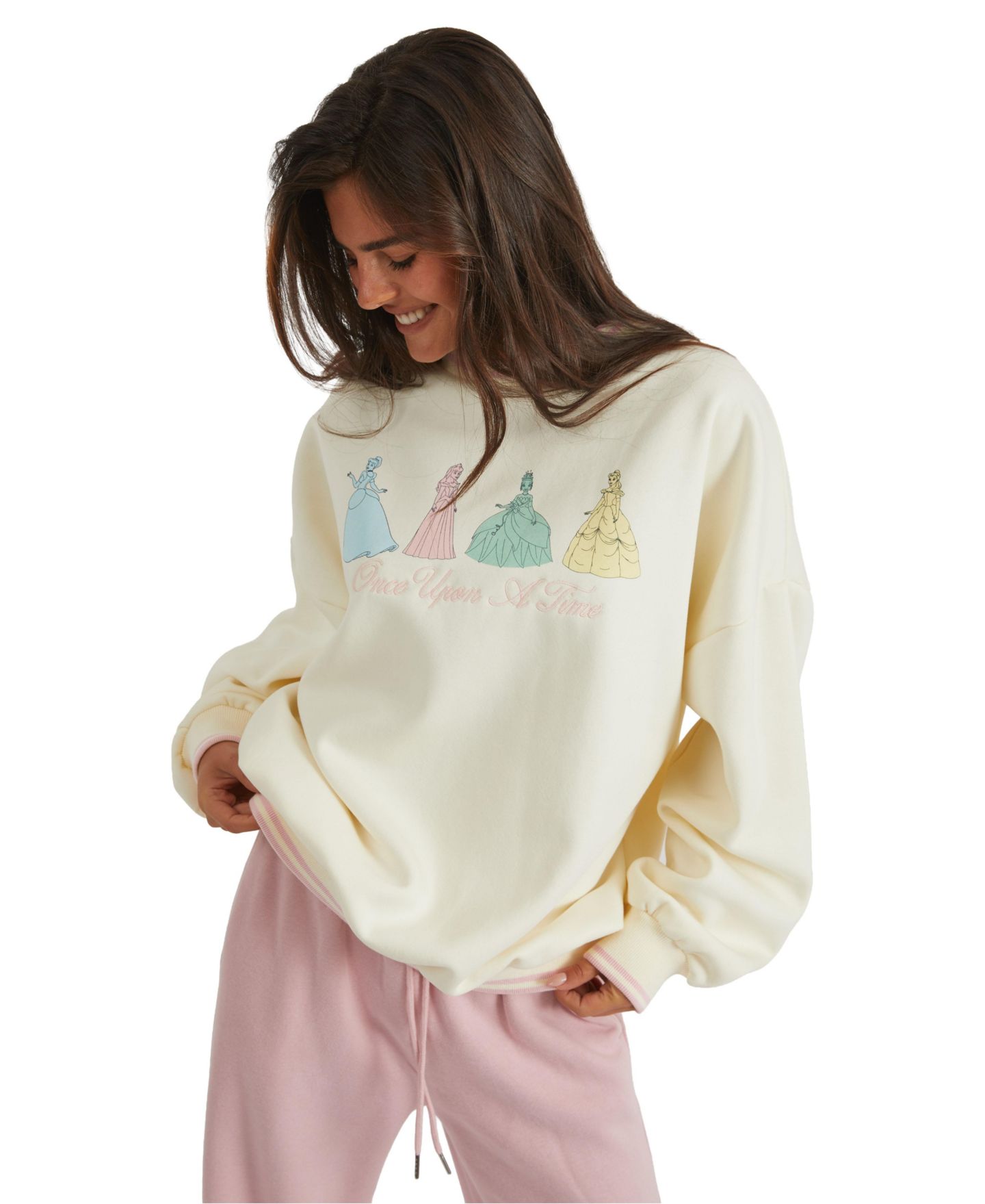 Женская толстовка Skinnydip London Disney Princess Graphic Oversized Sweatshirt, цвет: Экрю — фото 1