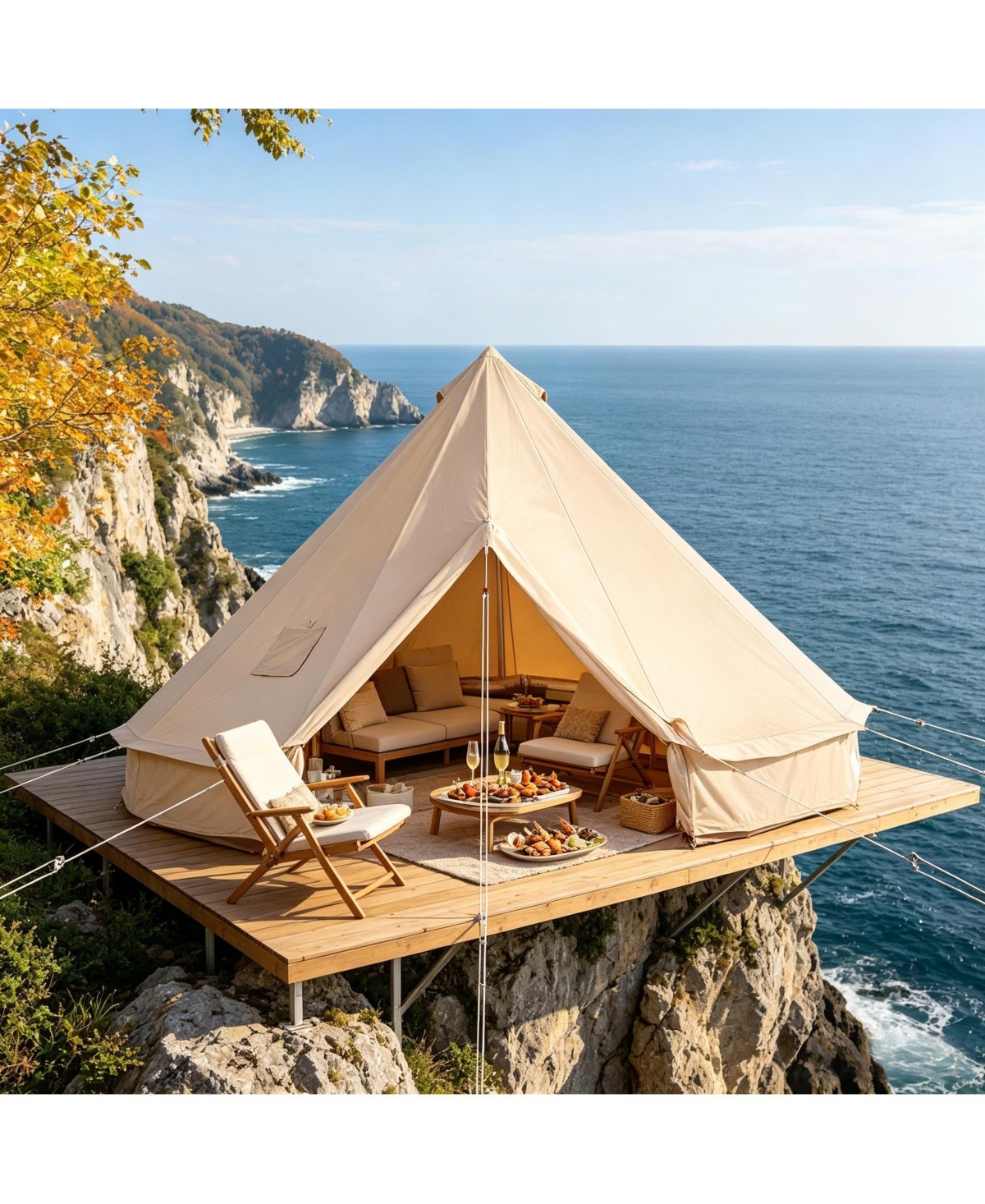 Sevorley Canvas Bell Tent, Made from cotton canvas, our canvas bell tent is durable, waterproof
