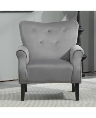 Mid-Century Modern Wingback Accent Chair with Wood Legs