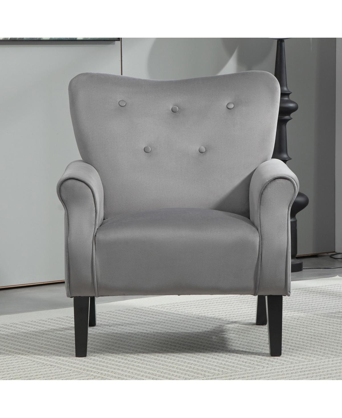 Streamdale Furniture Mid-Century Modern Wingback Accent Chair with Wood Legs - Grey