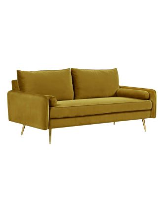  Mid-Century Velvet Sofa with Metal Legs