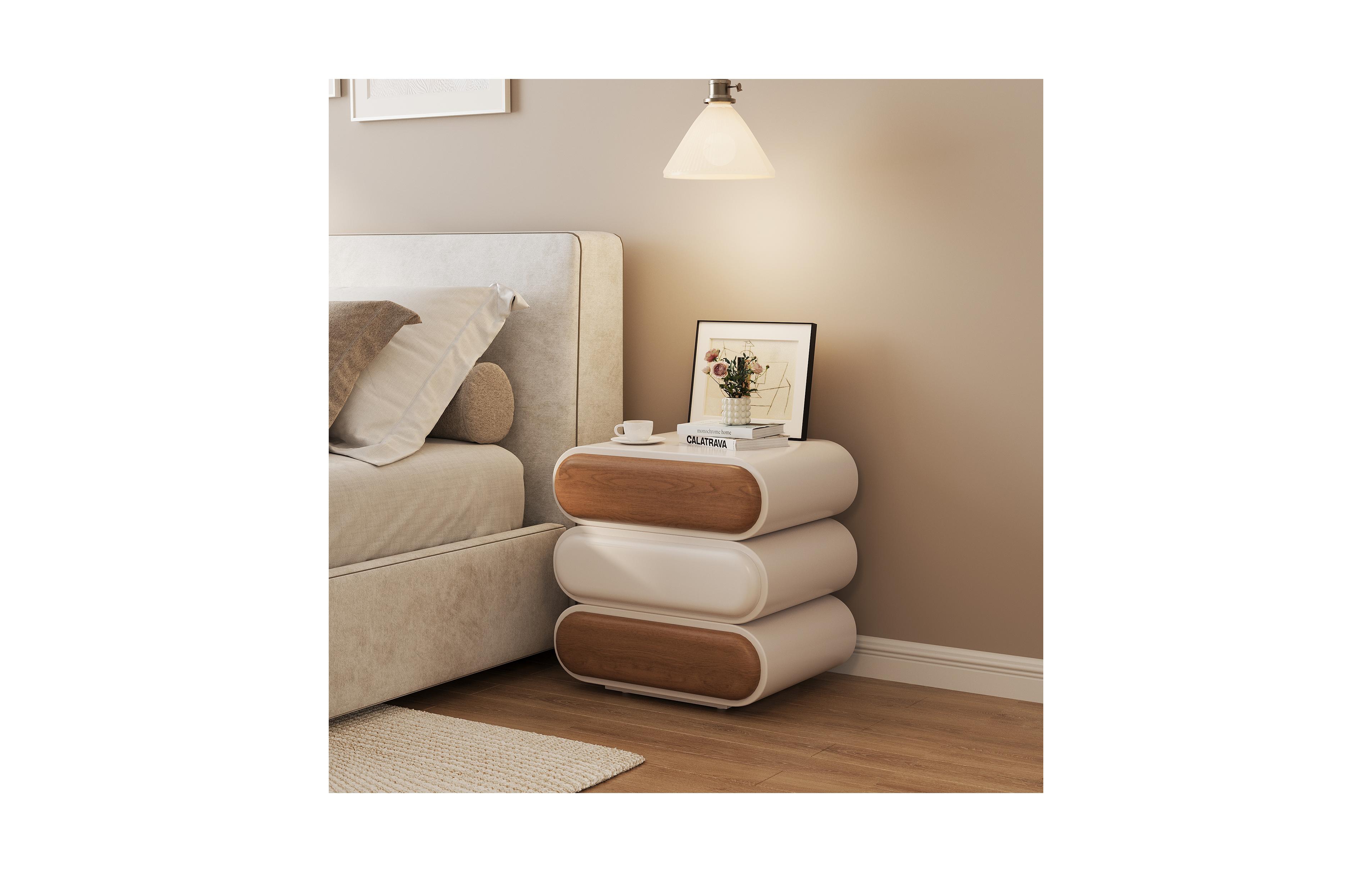 Vabches Floating Nightstand Rounded Drawer Wall Mount Bedside Cabinet for Bedroom Storage Organizer
