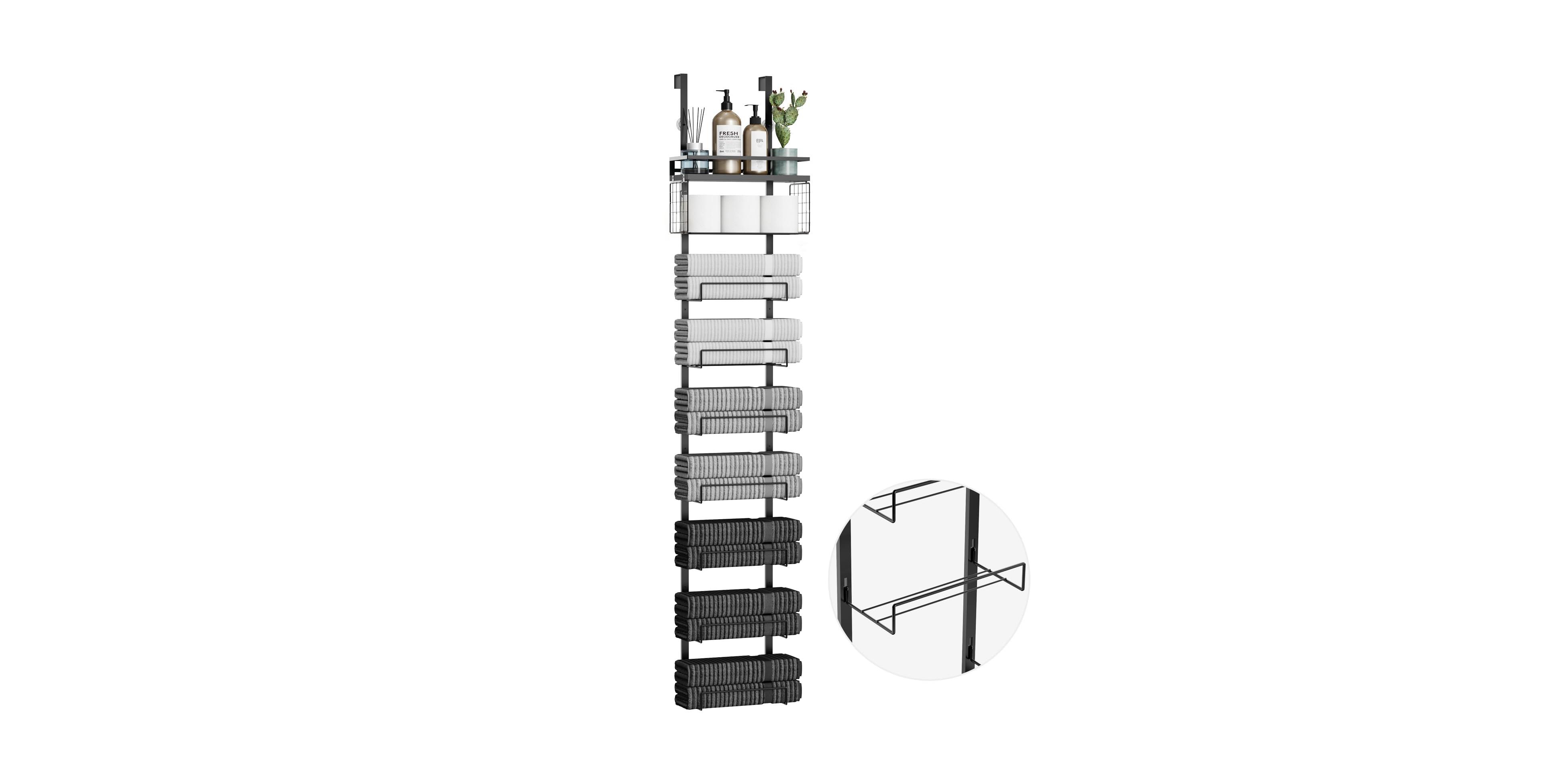 Cyqbd Bathroom Hardware 9-Tier Towel Rack Over Door Metal Basket
