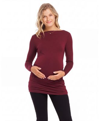 Maternity Long-Sleeve Boat Neck Tunic