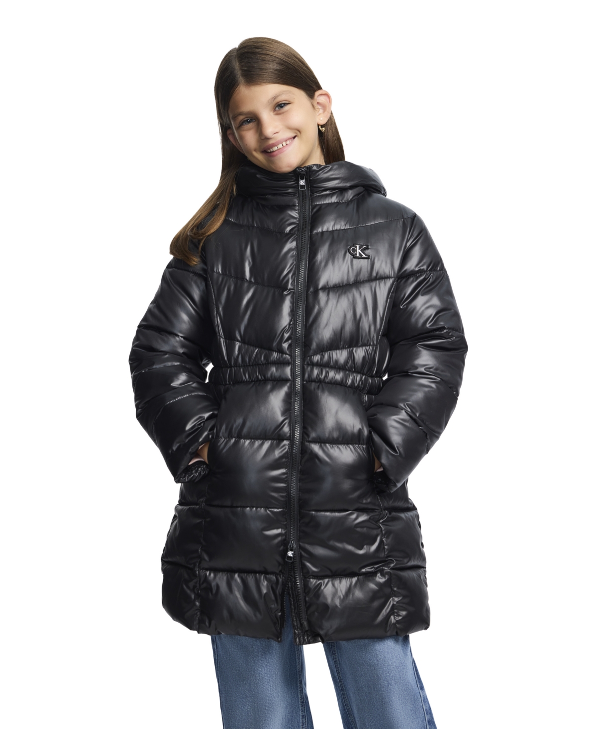 Calvin Klein Girls' 7-16 Puffer Jacket - Black