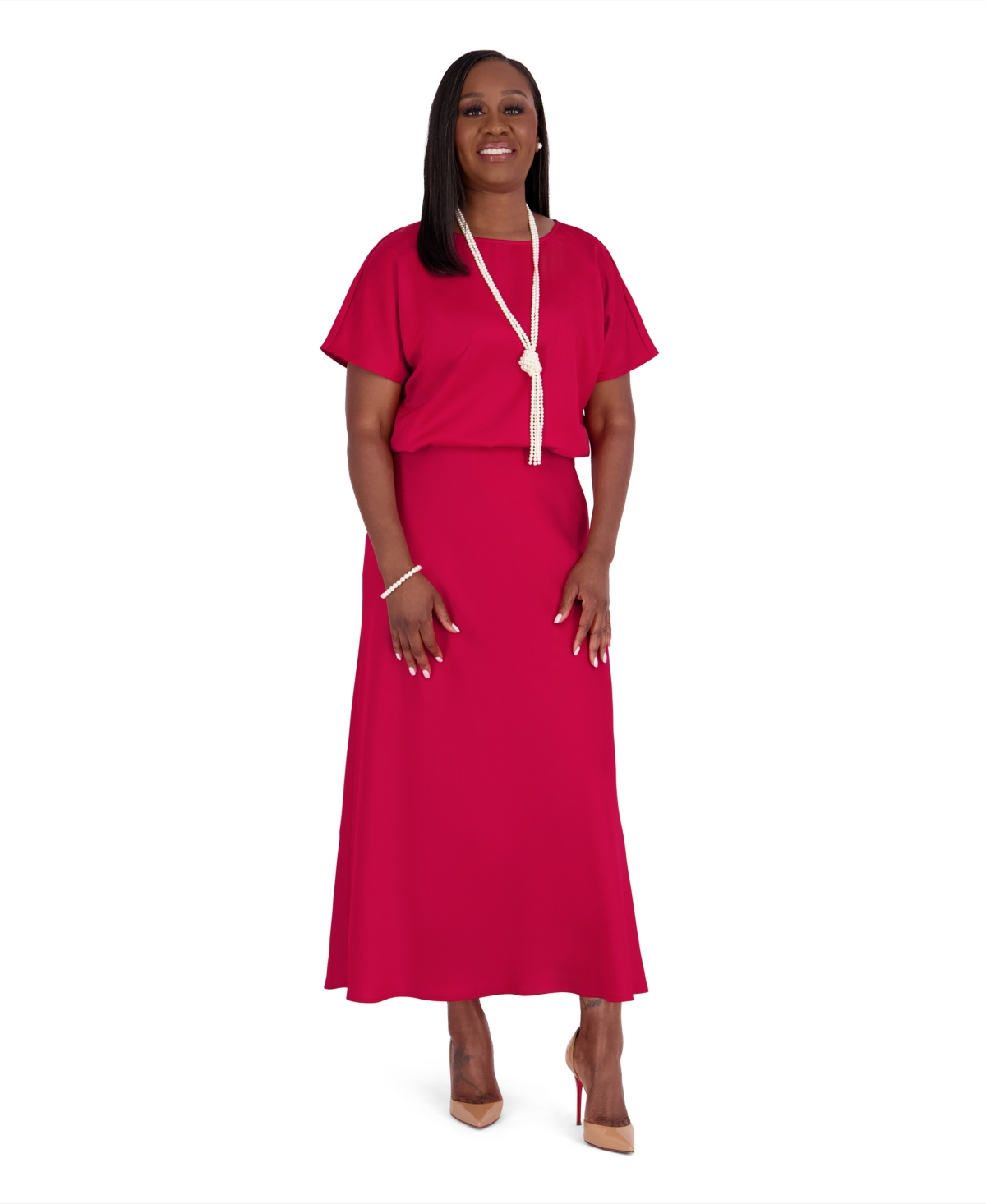 Kasper Women's Pull-On Flared Midi Skirt, Regular and Plus Size - Crimson