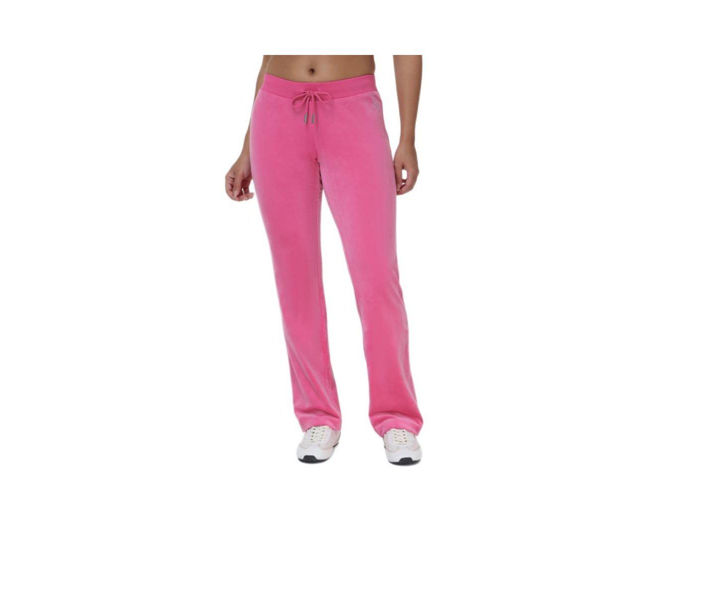 Женские спортивные брюки Juicy Couture с резинкой в рубчик и двойным декором, цвет: Нежно-розовый — фото 1