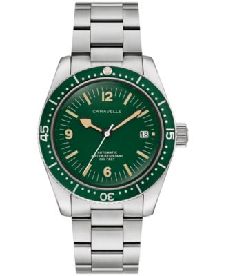 Men's Automatic Sea Hunter Date Silver-Tone Stainless Steel Bracelet Watch 39mm