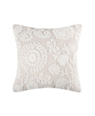 Belvedere Embroidered Floral Decorative Pillow, 18" x 18"